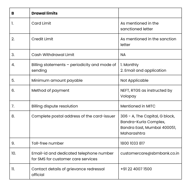 SBM Key Fact statement