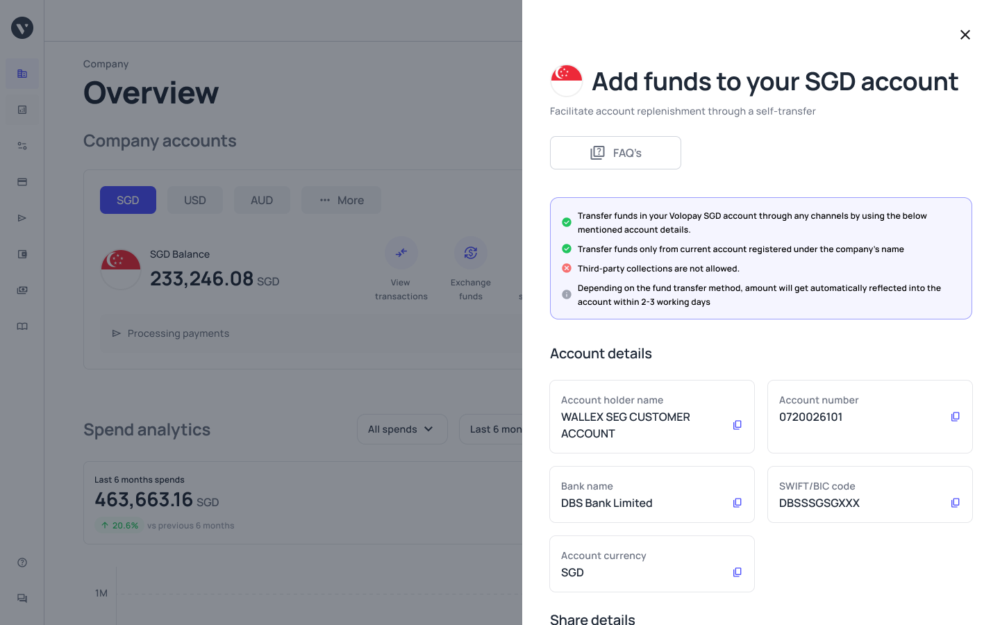 Load funds in different currencies