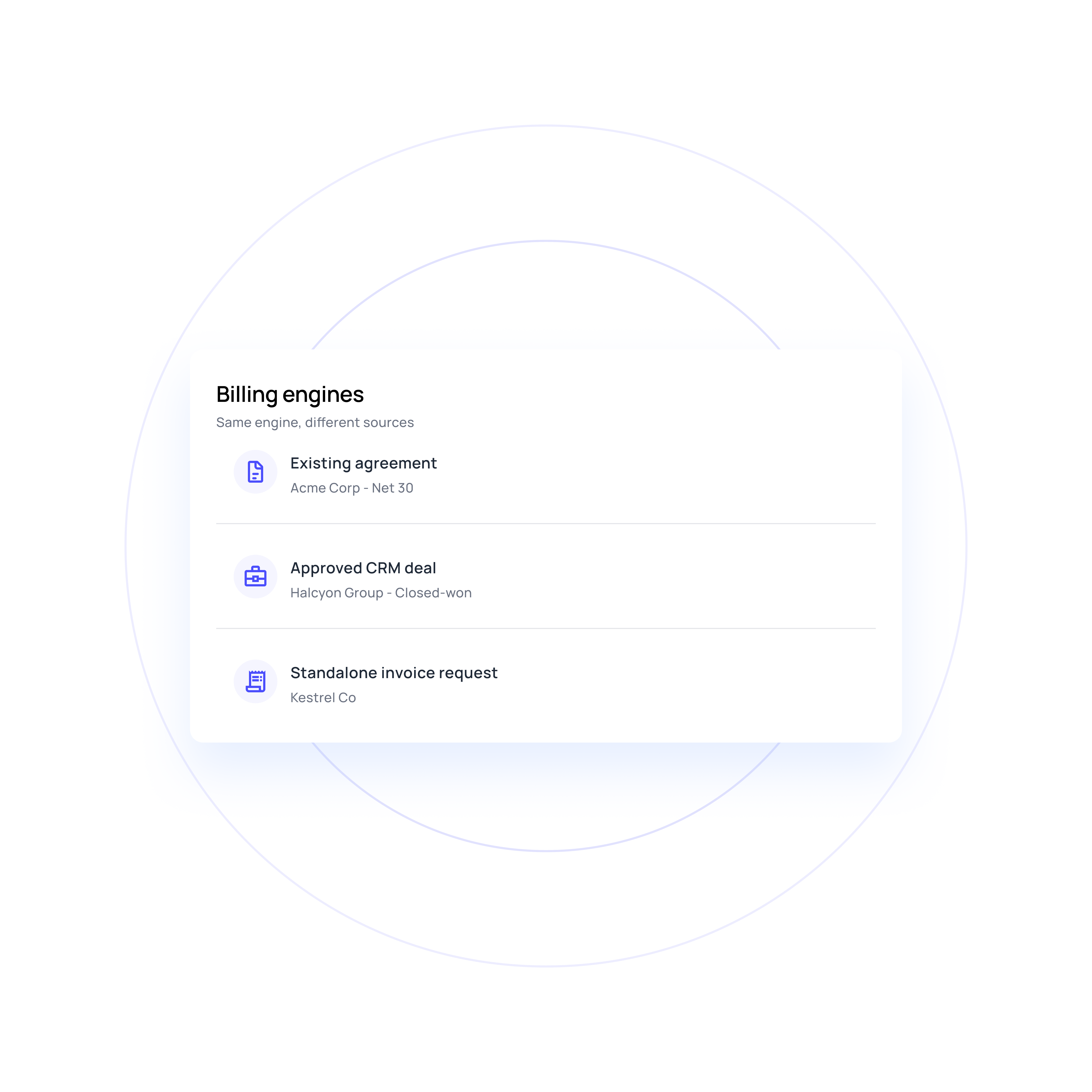 Three routes into billing