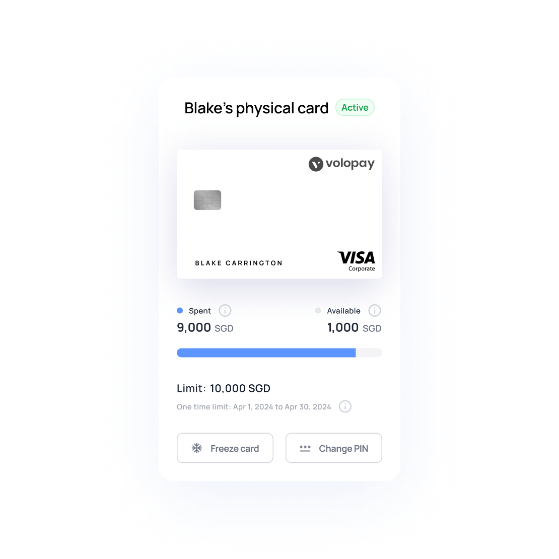 Volopay mobile app for card management