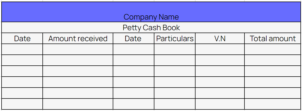 Columnar petty cash book format