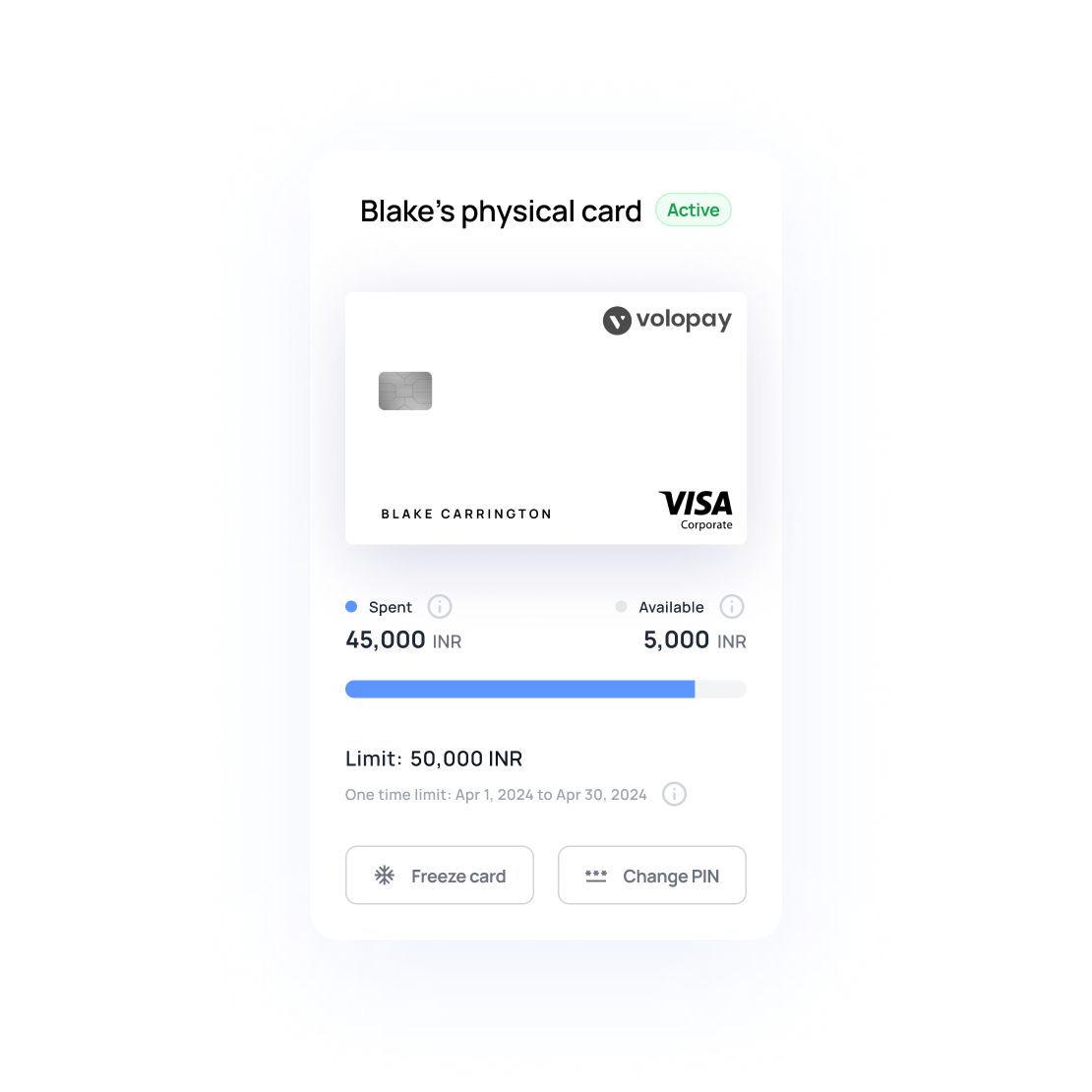 Volopay mobile app for card management